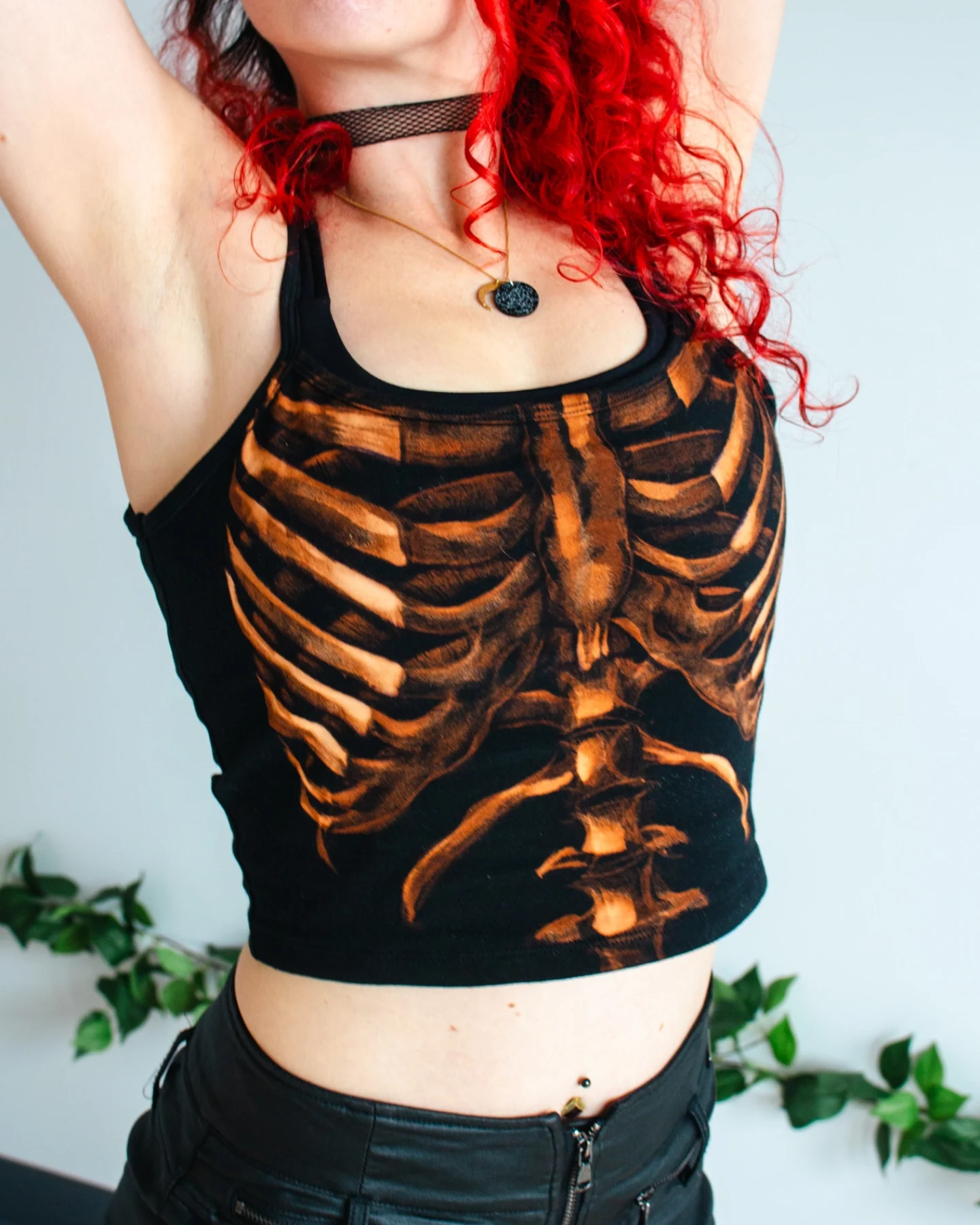 Bleach-painted tank top front view